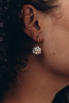 Say hello to our "Maisie" cluster pearl dangle earrings.  These dainty, French vintage style inspired pearl earrings comes with an easy, click-style, latch back, mini huggie hoops, made with real 925 sterling silver coated with a layer of 18k GOLD.  Dangling to the hoops are genuine freshwater small baroque cluster pearls, held together with clear wiring and features gold plated sterling silver hoop connector.  Simply take the attachment off to wear the mini gold hoops on its own, or place the c Dainty Pearl Charm Earrings For Parties, Dangle Hoop Earrings With Pearl Charm For Party, Pearl Charm Dangle Hoop Earrings For Party, Party Hoop Earrings With Pearl Charm And Dangle, Small Hoop Pearl Chain Wedding Jewelry, Wedding Dangle Hoop Earrings With Pearl Chain, Dainty Hoop Earrings With Pearl Charm For Wedding, Dainty Wedding Hoop Earrings With Pearl Charm, Small Hoop Single Pearl Earring For Wedding