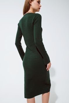 Embrace timeless elegance with our Elegance Redefined Midi Green Ribbed Knit Dress, a piece that beautifully marries sophistication with comfort. Ideal for various occasions, this dress is a versatile addition to your wardrobe, ensuring you always step out in style. Model’s Measurements and Fit: The stunning model gracefully wears a size S, showcasing the dress’s true-to-size fit. Her measurements of 31-23-35 and height of 5'10'' demonstrate how the dress hugs the body in a flattering manner, em Elegant Ribbed Knit Dress, Elegant Green Knit Midi Dress, Elegant Ribbed Knit Midi Dress, Elegant Ribbed Knee-length Sweater Dress, Elegant Ribbed Stretch Sweater Dress, Formal Stretch Ribbed Dresses, Elegant Green Ribbed Dress, Classic Fitted Midi Sweater Dress, Classic Ribbed Fitted Midi Dress