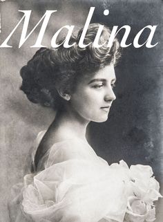 an old photo of a woman wearing a white dress with the words mahlna on it