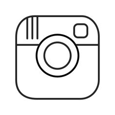 the instagram icon is shown in black and white, with an outline of a camera