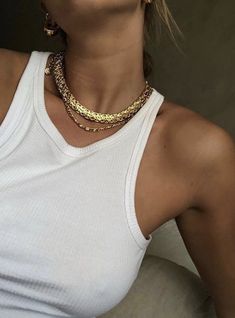 25 AFFORDABLE YESSTYLE CLOTHING PICKS [MAY 2020] School Looks, Gold Chain Necklace, Mode Inspiration, White Tank Top, White Tank, Gold Chain, Streetwear Fashion, Fashion Inspo Outfits, Trendy Outfits