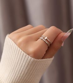 This striking ring features a dainty and minimalist cross design in brilliant pave. Stack other rings with this sleek design to make a unique style statement. Materials : Sterling Silver or Rose gold Cubic Zirconia Double Cross Ring, T Design, Pink Sapphire Ring, White Diamond Ring, Cross Ring, Christian Jewelry, Delicate Rings, Silver Pieces, Style Statement