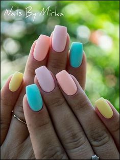 Multicolored Nails, Pastel Nails Designs, Summer Acrylic Nails, Rainbow Nails, Dream Nails, Fire Nails, My Nails