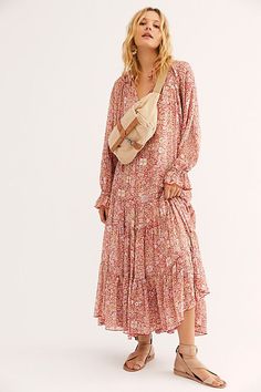 Feeling Groovy Maxi Dress | Free People Bougie Style, Flowy Floral Maxi Dress, Feeling Groovy, Bohemian Soul, Wrap Dress Short, Free Fashion, Spring Clothes, Boho Dresses, Moda Boho