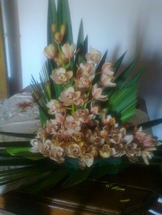 a bouquet of flowers sitting on top of a table