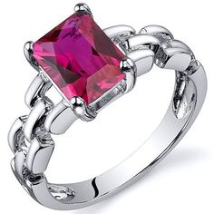 Ruby Ring Sterling Silver Radiant Shape 2 Carats SR10556 top Ruby Solitaire Ring, London Blue Topaz Engagement Rings, Peridot Engagement Rings, Pink Sapphire Ring Engagement, Fashion Rings Silver, Amethyst Ring Engagement, Link Design, Pink Sapphire Ring, Radiant Cut