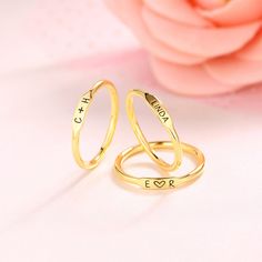 A unique bar shape is designed to highlight the prominent position of the name to show the uniqueness. You can freely create your own lettering or add your favorite symbols. Minimalist Personalized Engraved Ring For Valentine's Day, Adjustable Personalized Gold Stackable Rings, Custom Name Gold Stackable Rings In Sterling Silver, Customizable Gold Stackable Promise Rings, Personalized Gold Stackable Open Rings, Personalized Adjustable Initial Ring, Adjustable Personalized Initial Ring, Gold Stackable Rings With Name In Sterling Silver, Adjustable Gold Initial Ring As Personalized Gift