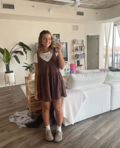 Dress With Tank Top Under, Nice Casual Outfits Woman Summer, Cute Market Outfits, Spring Outfits Dresses Casual, Good Fashion Sense Aesthetic, Nanny Summer Outfits, College Visit Outfit Summer, Romper Layering Outfit, Casual Lazy Outfits Summer