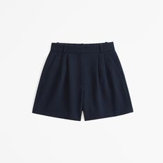 Elevate your wardrobe with the Abercrombie & Fitch Women's Curve Love Sloane Tailored Short in Dark Indigo. Designed to flatter and fit perfectly, these shorts are a versatile staple for any fashion-forward woman.

- Size: 28
- Color: Dark Indigo
- Material: Polyester, Viscose, Elastane
- Gender: Female
- Features: Ultra high rise, tailored with pleating details, functional fly, pockets, partially elasticated waistband

These shorts offer a unique Curve Love fit with additional room through the Fitted Solid Shorts For Business Casual, Solid Color Workwear Shorts With Welt Pockets, Workwear Shorts With Welt Pockets, Tailored Classic Shorts For Business Casual, Classic Tailored Shorts For Business Casual, Navy Workwear Shorts, Relaxed Fit Shorts For Fall Workwear, Classic Workwear Shorts For Fall, Fitted Classic Shorts For Workwear