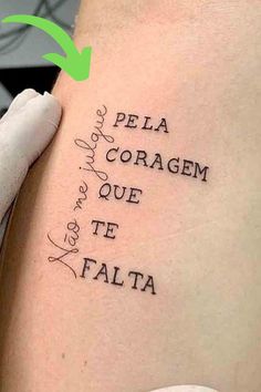 a tattoo with the words written on it