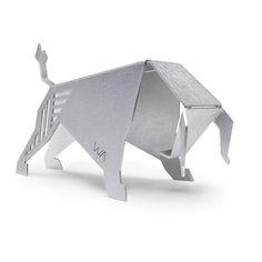 an origami animal made out of metal