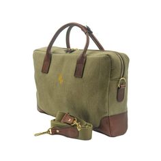 Cotswolds The Executive - GreenExecutive briefcase made of vintage green cotton canvas and 100% top-quality honey-colored cowhide leather. Brown herringbone lining. The Executive adapts to any business situation. Padded laptop sleeve inside for safe storage and pockets for cables. Leather back panel to attach to any suitcase. Includes cotton canvas shoulder strap for hanging. Functionality and modern business style in one product. This briefcase will accompany you throughout your life as it is h Business Style, Safe Storage, Leather Briefcase, Green Cotton, Business Fashion, Laptop Sleeve, Laptop Sleeves, Cowhide Leather, Herringbone