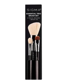 Sigma Beauty Essential Trip Brush Set | Neiman Marcus Eye Shading, Sigma Beauty, Beauty Essentials, Powder Brush, Brush Set, Neiman Marcus, Tops Designs, Tin, How To Apply