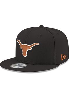 the texas longhorns new era 59fifty fitted cap in black and orange