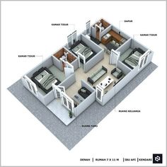 the floor plan for a three bedroom apartment