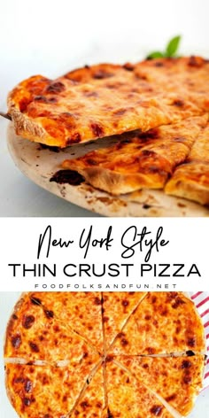 the thin crust pizza has been cut into four pieces and is ready to be eaten