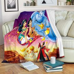 the blanket is covered with an image of snow white and prince from disney's animated movie