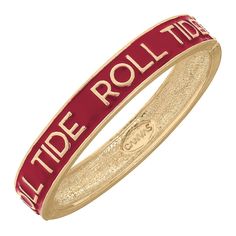 This Alabama Crimson Tide Enamel Hinge Bangle is the perfect finishing piece for your game day getup. The intricate team logo ensures that your fandom stands out in a chic way and its comfy fit makes this adorable bangle a cute and easy-to-wear accessory. When you go out to the next Alabama Crimson Tide game, make sure you add plenty of style with this sweet gear. Bama Gameday, 2024 Jewelry, Alabama Football Roll Tide, Alabama Roll Tide, Game Day Outfit, Globe Ornament, Pink Wrap, Glitter Gifts