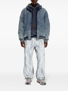 Find DIESEL S-batel Denim Jacket on Editorialist. blue cotton blend washed denim embroidered logo at the sleeve high neck drop shoulder long sleeves front zip fastening two side welt pockets ribbed cuffs and hem Fire Clothes, Washed Denim, Welt Pockets, Denim Wash, Welt Pocket, Drop Shoulder, Denim Jacket, High Neck, Top Brands