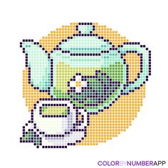 an image of a pixel art piece with the word color by number on it