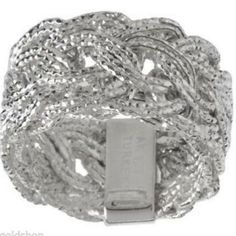 Bold Diamond Cut Woven Wheat Ring Sterling Silver 925 Metal: Sterling Silver 925 Condition: New Finish: Mesh Pattern Avg. Weight: 5 Grams Width: 12mm=1/2" Size: 7.5 Retail Price: $139.00 Sure To Weave Its Way Into Your Everyday Wardrobe. This Wide Band Ring Is Decorated By Intricate Woven Designs Of Diamond-Cut Textured Strands Of Sterling Silver. Adjustable White Gold Wide Band Jewelry, Nickel Free Silver Open Band Jewelry, Nickel-free Silver Open Band Jewelry, Fine Silver Open Band Jewelry, Fine Silver Jewelry With Open Band, Fine Jewelry Silver Open Band, Elegant Wide Band Silver Ring In Sterling Silver, Elegant Wide Band Silver Sterling Silver Ring, Elegant Wide Band Silver Sterling Ring