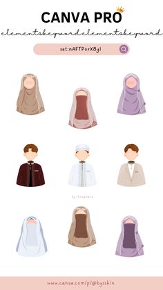 an info sheet with different types of people wearing scarves and headscarves in various colors