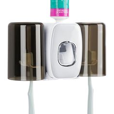 PRICES MAY VARY. Toothbrush holder wall mounted with cover keeps toothbrushes clean and neat. Self adhesive toothbrush holder is easy to install, self adhesive, no drilling. Toothbrush holder with cover can be used in bathroom, shower, showroom, kitchen, RV, camper, trailer and so on. Wall Mounted Toothbrush Holder Measure: 7.9" x 4.3" x 2.6"(20 x 11 x 6.5cm) Toothbrush Holder Wall Mounted X 1, Mouthwash Cups X 2  Features:
 - Toothbrush holder made of plastic, saving counter space while adding Wall Mounted Toothbrush Holder, Electric Toothbrush Holder, Toothbrush Holder Wall, Toothbrush And Toothpaste Holder, Toothpaste Squeezer, Toothbrush Storage, Toothpaste Dispenser, Camper Trailer, Counter Space