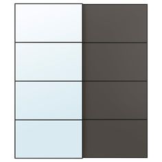 the side view of a door with three different panels on each side and one is black