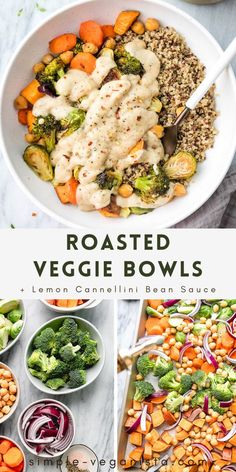 roasted veggie bowls with broccoli and carrots