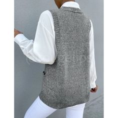 Rouge! | Sweaters | Marled Knit Oversized Sweater Vest Grey Vneck Front Pockets | Poshmark Vest With Pockets, Mum Fashion, Sweater Vests, Pocket Sweater, Sweater Vest Women, Oversized Knitted Sweaters, Women Sweater, Fabric Collars, Sweater Set