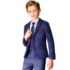 PRICES MAY VARY. 83% Polyester, 15% Viscose, 2% Spandex. Imported Button closure Dry Clean Only Material: High-quality fabrics, nice to touch, wrinkle-resistant, high color fastness, thickness, breathable, good resilience, no fading. 7PCS Boys Suit Set: Include Slim Blazer Jacket, Fully Lined Vest(back adjustable ), Trousers (with adjustable button waist to cinch), White Slim Dress Shirt, Zipper Slim Tie, Elegant Bowtie, Wine Red and Whith Patchwork Pocket Square. Design Style: Unlike most solid Adjustable Trousers, Colored Suits, Boys Tuxedo, Slim Blazer, Slim Tie, Pleated Shirt, Boys Plaid, Plaid Suit, Slim Dress