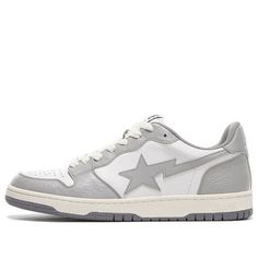 A Bathing Ape Court Sta Low 'White Gray' 1G70-191-033 (SNKR/Skate/Classic) Bathing Ape, A Bathing Ape, Grey, White