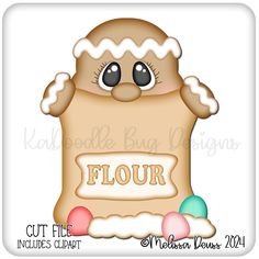 a cookie with the word flour on it