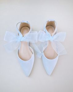 Light Blue Satin Pointy Toe Flats with Chiffon Ribbon Tie Pointy Toe Flats, Ribbon Tie, Blue Satin, Formal Wear, Bridal Party, Night Out, Light Blue, Ribbon, Chiffon