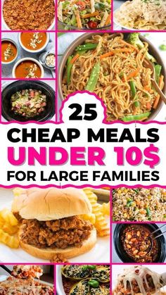 Easy Filling Meals Families, Family Meals On A Budget Dinners, Dinners To Feed Large Families, Meals To Make On A Budget, Family Of 5 Meals On A Budget, Large Cheap Family Meals, Easy Meals Large Family, Cheap Meals For Large Families Healthy, Cheap Meal Ideas For Large Families