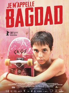 a movie poster with a young boy holding a skateboard in front of his face