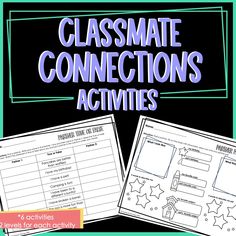 an image of the text, classmate connections activities for students to use in their classroom