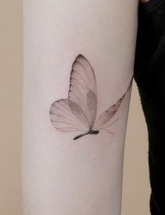 Butterfly Tattoo Meanings: Not Just A Beautiful Tattoo Translucent Butterfly Tattoo, Ed Butterfly Tattoo, Artistic Butterfly Tattoo, Petite Butterfly Tattoo, Delicate Butterfly Tattoo Simple, Light Butterfly Tattoo, Angel Butterfly Tattoo, Ed Tattoos For Women, Shaded Butterfly Tattoo