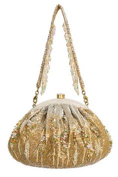 Shop for Lovetobag Nora Soft Pouch With Handle Online at Aza Fashions Embroidered Pouch, Pearl Embroidery, Japanese Beads, Shoulder Sling, Iridescent Crystal, Gold Handles, Bugle Beads, Pernia Pop Up Shop, Cultured Pearls