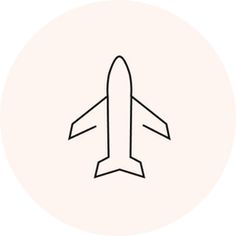 an airplane is shown in the middle of a white circle on a light pink background