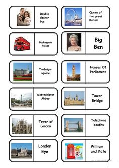 the london landmarks and their names are shown in this printable worksheet for kids