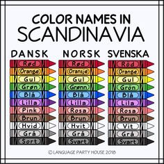 color names in scandinaviana svia with the words norsk svisk on them