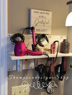 Curling Iron Holder Diy, Tool Organization Diy, Curling Iron Holder