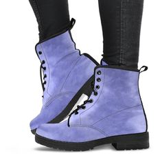 Step out in style with a pair of purple leather boots! Beautifully made, they are comfortable and will soon become one of your fashion favorites! All of our Fashion Combat Boots are custom-made-to-order and handcrafted to the highest quality standards. - Features vegan-friendly leather with a double-sided print and rounded toe construction. - Lace-up closure for a snug fit. - Soft textile lining with sturdy construction for maximum comfort. - High-quality rubber outsole for traction and exceptio 2000s Boots, 90s Boots, Boots Boho, Women 90s, Lace Up Boots Women, Combat Boots Style, Purple Boots, Boho Shoes, Costume Shoes