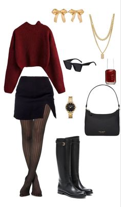 Nice Winter Outfits Classy, Classy 90s Outfits, Dark Autumn Outfits Style, Chique Outfit, Romantic Look, A Skirt, Autumn Outfit, Outfit Inspo Fall, Lookbook Outfits