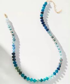 Indulge in luxury with our Rainbow Stone Necklace, featuring a stunning mix of beads in vibrant colors. Unleash your inner artist with our Rainbow Necklace. Length 16' with 1 1/2' gold extender and lobster claw clasp. This product was made by one of our partner companies. Adjustable Blue Turquoise Necklace With Gemstone Beads, Blue Faceted Beads Jewelry For Healing, Blue Beaded Necklaces With Lobster Clasp For Jewelry Making, Blue Beaded Jewelry With Lobster Clasp, Blue Round Bead Necklace With Lobster Clasp, Blue Hand-strung Beaded Necklaces For Healing, Blue Beaded Necklaces For Jewelry Making, Blue Necklace With Round Beads And Lobster Clasp, Blue Beaded Necklaces With Lobster Clasp And Round Beads