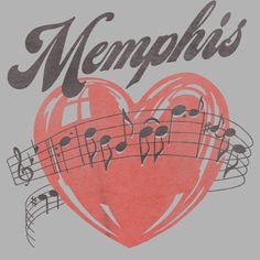 an image of a heart with music notes on it and the words memphia's