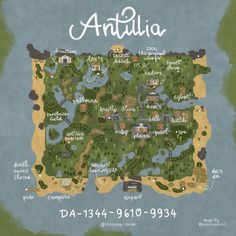 an illustrated map of the area around arialia