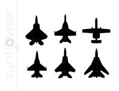 the silhouettes of fighter jets are shown