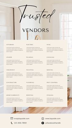 the website design for an interior decor company is shown in black and white, with text on